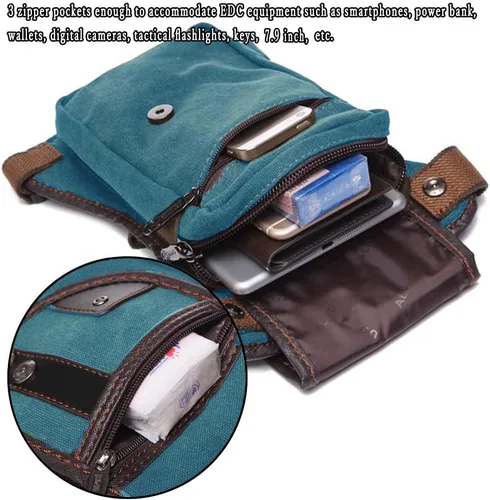 Miniatura 33 de Riñonera táctica al aire libre para hombres y mujeres, bolsa multifuncional para el muslo para motocicleta, bicicleta, senderismo, viajes, pesca