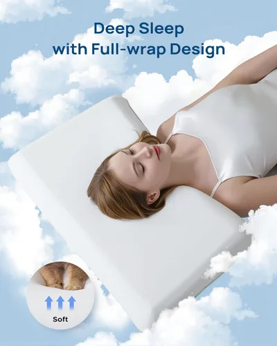 Miniatura 2 de Releep Almohada refrescante de espuma viscoelástica suave, almohada cervical para dormir de lado, dormir de espalda y boca abajo, diseño ortopédico