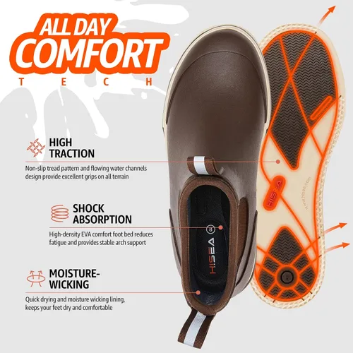 Miniatura 3 de HISEA Botas de cubierta para hombre, botas de pesca de agua salada, impermeables, botas de lluvia de alta tracción