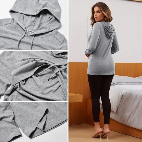 Miniatura 57 de GINKANA Sudadera con capucha para mujer, manga larga, lactancia materna, ropa casual