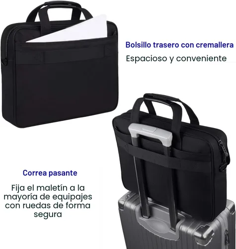 Miniatura 6 de Bolsa para laptop, 15.6 pulgadas, impermeable, maletín para viajes, se expande 15 pulgadas, con tira para el hombro, maletín para Negro