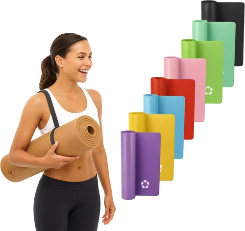 Miniatura 11 de Vandue Extra Thick 0.4" Tech Foam Exercise Yoga Mat w/Carry Strap - Non-slip, Moisture-Resistant Cushion for Pilates - Support for Stretching &