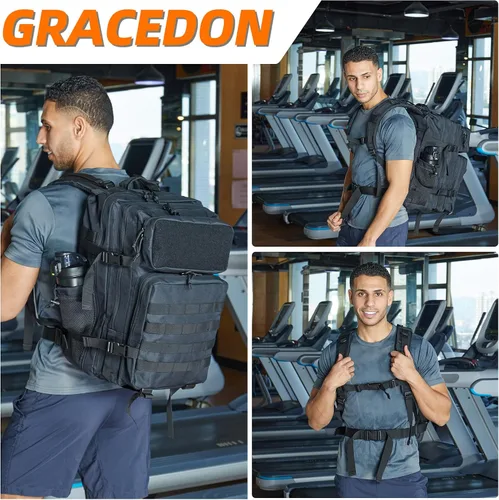 Miniatura 5 de gracedon Mochila Táctica Militar para Hombres y Mujeres, Mochila de Campamento del Ejército, Mochila de Asalto de 45L para Viajes, Senderismo (Negro)