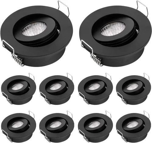 Miniatura 11 de Paquete de 10 mini 3W Mini LED Spot Light Negro Empotrable LED Luz de techo para el armario del hogar negro (black-10 por paquete)