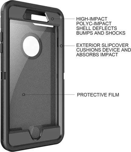 Miniatura 5 de MXX Funda resistente para iPhone 8 con protector de pantalla [sin clip para cinturón] [3 en 1 capas de protección] cubierta de protección de goma