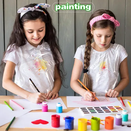 Miniatura 5 de Delantales desechables para niños, delantales de plástico transparente para niños, desechables, impermeables, para pintar, cocinar, 4-12