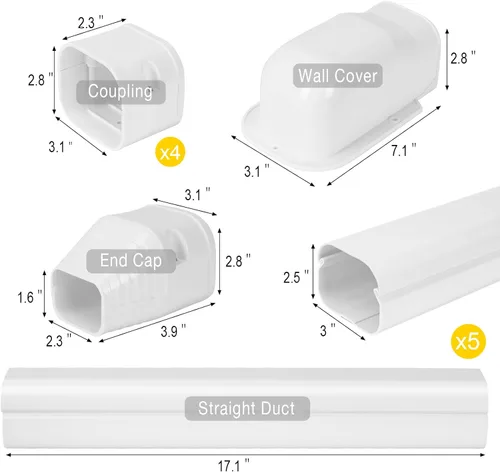 Miniatura 2 de GUEQUITLEX Kit de cubierta de línea dividida de 3 pulgadas de ancho, 7.5 pies, kit de cubierta decorativa de PVC para aire acondicionado central