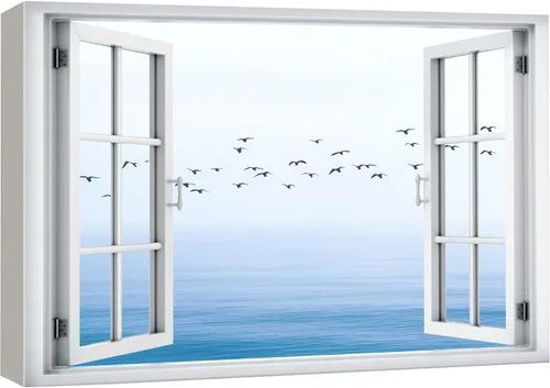 Miniatura 23 de wall26 - Cuadro en lienzo para pared, vista de ventana, río neón turquesa, rápido, bosque, lago, arroyo, naturaleza salvaje, fotografía, realismo
