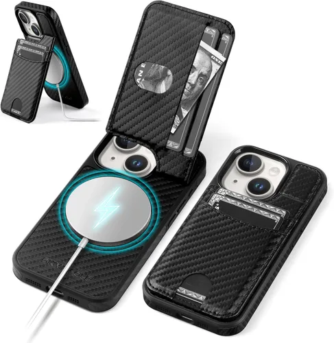Miniatura 16 de SkyEagle Funda compatible con Magsafe para iPhone 13 Pro Max con soporte para tarjetas, función atril, bloqueo RFID, ranuras para tarjetas