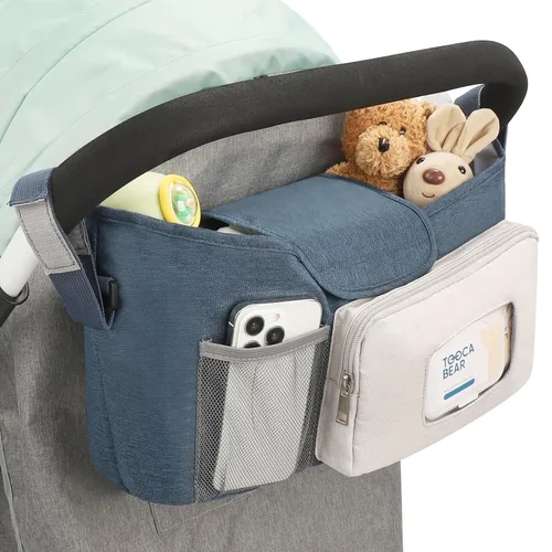 Miniatura 13 de Accmor Organizador universal para cochecito con portavasos aislado, accesorios para bolsa de cochecito, organizador de portavasos para cochecito