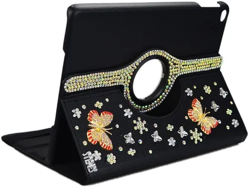 Miniatura 4 de Bling - Funda compatible con Samsung Galaxy Tab A7 10.4 (2022) - Elegante - 3D hecha a mano con mariposa de cristal giratoria de 360 grados
