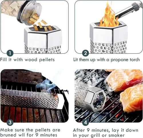 Miniatura 5 de Tubo de humo – Tubo de humo de 12 pulgadas para parrilla de pellets de 5 horas de humo, tubo de ahumador de pellets de acero inoxidable para todas