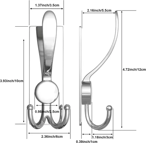 Miniatura 6 de VAEHOLD Paquete de 2 ganchos de acero inoxidable resistentes, ganchos prácticos multifuncionales para colgar albornoces, abrigos, toallas, mochilas
