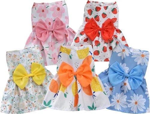 Miniatura 11 de Vestidos para Perros, Ropa de Mascota a la Moda, Vestidos de Princesa para Cachorros con Rayas y Malla (Azul, XS)