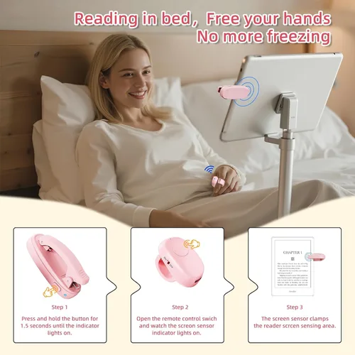 Miniatura 3 de Anillo giratorio de página Kindle: controlador de clic para un cómodo giro de página con una sola mano, diseño estilo anillo para leer en la cama