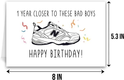 Miniatura 3 de Qiliji Tarjeta de cumpleaños de zapatos divertidos para papá, tarjeta de feliz cumpleaños para él, tarjeta de cumpleaños de New Balance Shoes