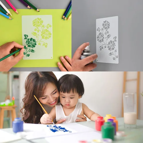 Miniatura 5 de 16 plantillas de flores silvestres para pintar de 4.3 x 6.3 pulgadas, plantilla reutilizable para bricolaje, plantillas de pintura de flores
