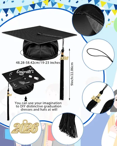Miniatura 3 de Xuhal Juego de 8 gorros y batas de graduación preescolar para jardín de infantes, gorro de graduación para niños con borla de graduación 2026