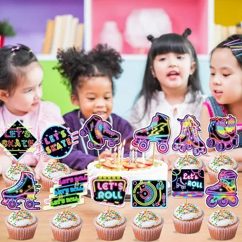 Miniatura 4 de 24 piezas de decoración de cupcakes de patinaje sobre ruedas, patín sobre ruedas, decoración de fiesta, decoración de cupcakes para patinar sobre