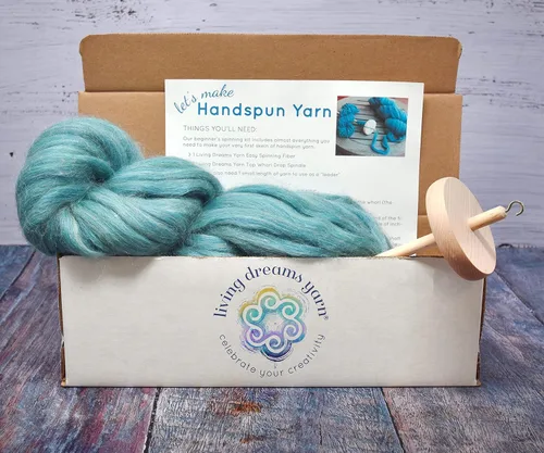 Miniatura 2 de Aprende a girar - Kit de Spinning para principiantes con husillo de caída y lápiz de mezcla de merino/seda Roving. Elige tu color y haz hilo!