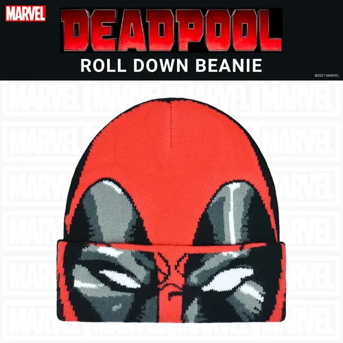 Miniatura 2 de Concept One Marvel Deadpool - Gorro con puños enrollables, rojonegro, talla única, RojoNegro