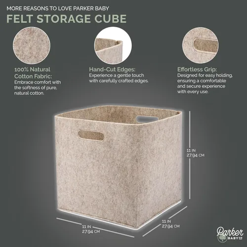 Miniatura 2 de Parker Cubo de almacenamiento plegable de fieltro para bebé, cubo de 11 pulgadas para organizador de cubos, organizadores de armario y contenedor