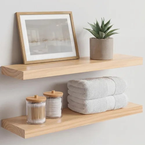 Miniatura 62 de Homeforia Estante flotante blanco de 48 pulgadas, estantes flotantes de madera maciza de alta gama de 48 pulgadas de largo para montaje en pared