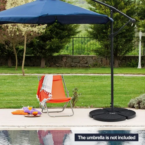 Miniatura 2 de Tangkula 4 piezas de 185 libras voladizas de patio con compensación de base de sombrilla para patio, relleno de agua y arena, resistente soporte