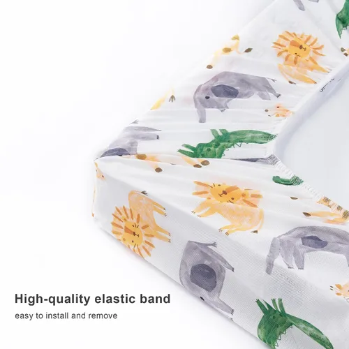 Miniatura 5 de TILLYOU Funda para Cambiador de Bebé, Cubierta de Mesa Cambiadora para Niñas y Niños, Ultra Suave y Transpirable, Paquete de 2 Estepa Africana y Gris