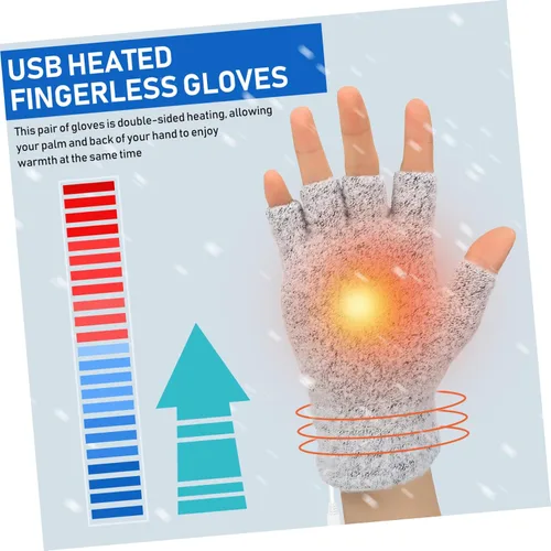 Miniatura 3 de LIOOBO Guantes calefactados por USB: guantes de escritura suaves para tejer, guantes de calentamiento de invierno, calentadores de mano