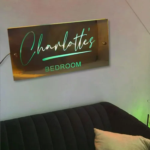 Miniatura 4 de Espejo con nombre personalizado, lámpara colgante de pared, letrero personalizado para arte luz RGB, letreros nocturnos de neón montados, decoración