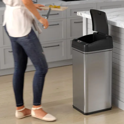 Miniatura 3 de iTouchless Nuevo modelo de cubo de basura con sensor de 13 galones con filtro de olor AbsorbX avanzado y cerradura de tapa a prueba de mascotas