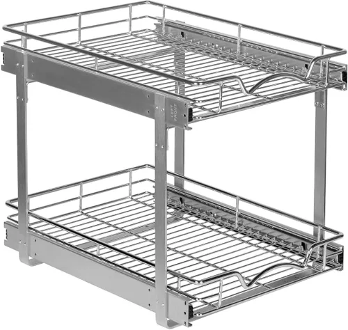 HOLDN' STORAGE Organizador de gabinete extraíble de dos niveles, cajones deslizantes individuales, metal resistente con garantía limitada de por