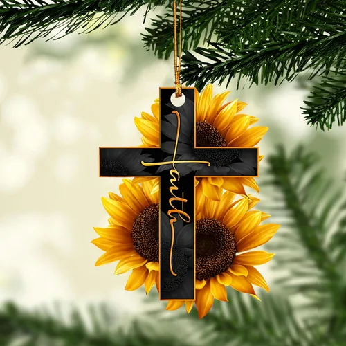 Miniatura 6 de Talataca Fe Girasol Dios Jesús Cruz Cristiana Mariposa 2D Espejo Retrovisor de Coche Plano Accesorios Adorno Árbol de Navidad Decoración Colgante