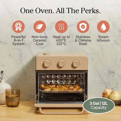 Our Place Wonder Oven & Essentials Kit | Horno tostador con freidora de aire 6 en 1 con infusión de vapor | Combo de horno de convección de encimera