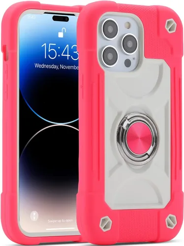 Miniatura 28 de MARKILL Funda compatible con iPhone 15 de 6.1 pulgadas con soporte integrado, [grado militar resistente de cuerpo completo] protección contra Rosa