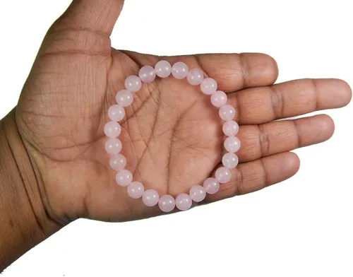 Miniatura 2 de Pulsera de piedras preciosas rosas naturales de 0.315 in con cuentas curativas elásticas para corazón y amor, Gema, Cuarzo