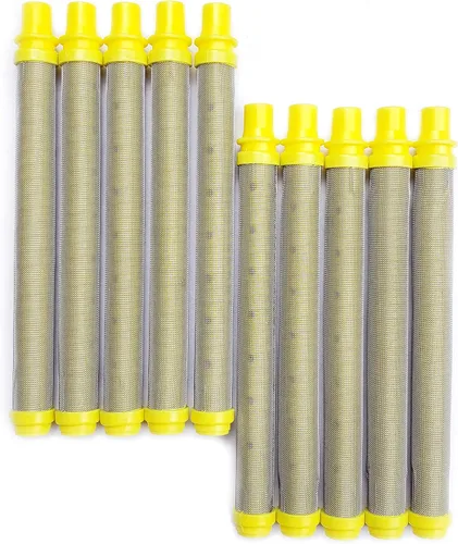 10 piezas de repuesto de filtro de pistola rociadora sin aire Titan/Spraytech/Wagner - Tipo de empuje (amarillo, malla 100) 581-062 581062 89324