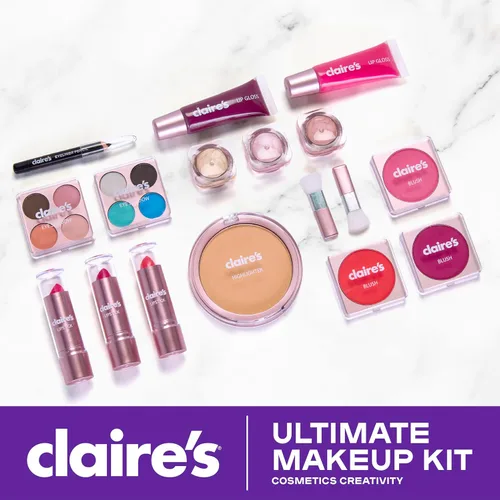 Miniatura 2 de Claire's Kit de maquillaje definitivo, juego de cosméticos reales de 18 piezas, maquillaje para niños de 8 a 12 años, juguetes para niñas y regalo