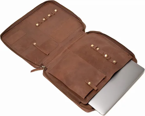 Miniatura 2 de MONZA Cartera de negocios para hombres y mujeres – Cremallera de piel de cabra de primera calidad cerrada, cartera ejecutiva, organizador