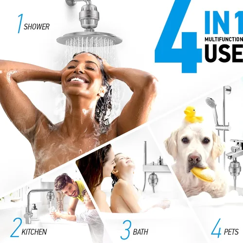 Miniatura 8 de AquaHomeGroup - Filtro de regadera de 20 etapas con vitamina C E A para agua dura - Filtros de agua de alta capacidad para eliminar el cloro