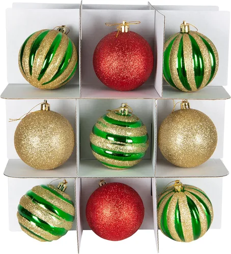 Miniatura 7 de Simplify Organizador de adornos de 27 unidades Dorado Capacidad para 27 adornos Almacenamiento de Navidad Peso ligero Dimensiones: 12.2 x