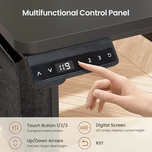 Miniatura 7 de SEDETA Escritorio eléctrico de pie en forma de L con archivador, 63 x 53 pulgadas, escritorio de computadora de oficina en casa ajustable con Negro