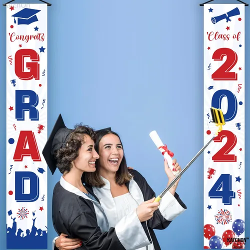 Miniatura 5 de KatchOn, Cartel de graduación de felicitaciones rojas y azules – 72 x 12 pulgadas, NO DIY, pancarta de puerta de graduación, decoraciones de puerta