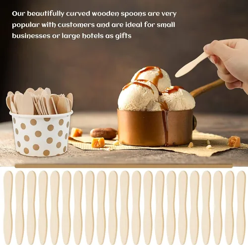 Miniatura 6 de 400 cucharas pequeñas de madera, mini cucharas desechables para degustación de helado, cuchara de muestra de madera de 3 pulgadas para manualidades
