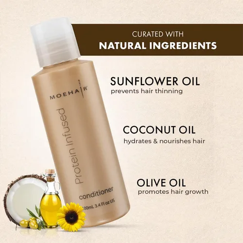 Miniatura 2 de MOEHAIR Acondicionador de viaje con infusión de proteínas, tamaño de viaje, 3.4 onzas líquidas, acondicionador para cabello seco, encrespado