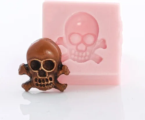 Miniatura 5 de Molde de silicona miniatura de calavera y huesos cruzados, molde seguro para alimentos, molde de joyería artesanal. tamaño perfecto para hacer joyas.