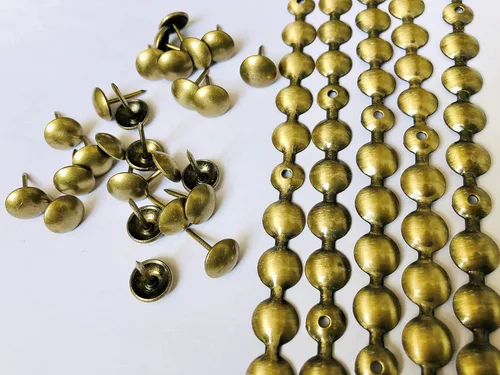 Miniatura 2 de decotacks® Clavos para tapicería, 10 tiras largas de 1.1 yardas, pueden cubrir 11 yardas (latón envejecido margarita, 7/16 pulgadas (0.433 in)