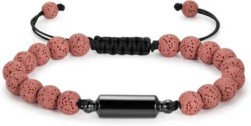 Miniatura 7 de Oinsi Pulseras casuales de piedra de lava para hombre con cuentas de cremación para cenizas tubo hueco joyería conmemorativa longitud ajustable