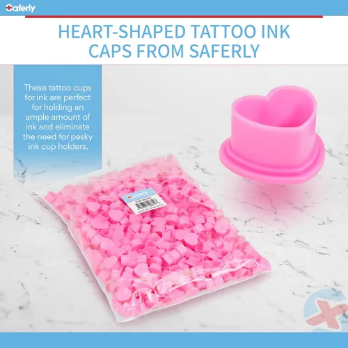 Miniatura 2 de Saferly Tapas de tinta de tatuaje de corazón con base para tatuaje, tatuaje, soporte de pigmento desechable, suministros de tatuaje de microblading